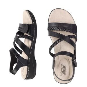 Croft & Barrow Nyala Comfort Ortholite Eco Strappy Black Sandals NWT size 6